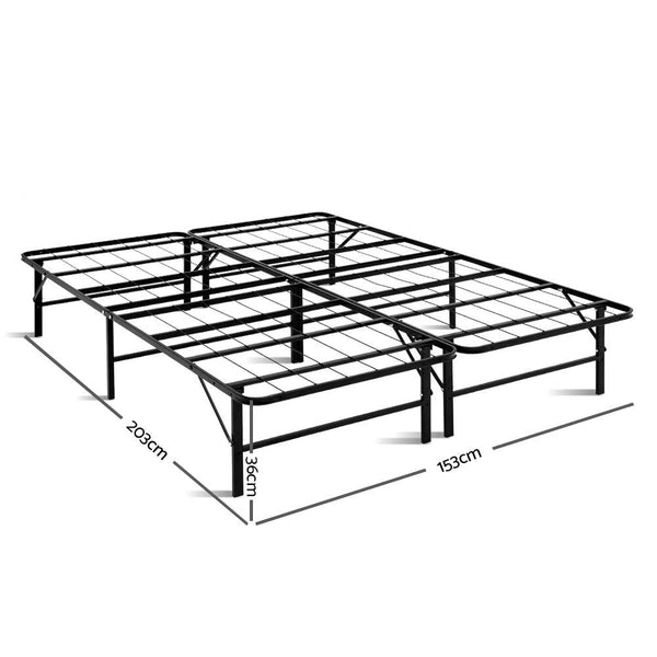 Queen Bed Frames Artiss Folding Queen Metal Bed Frame Black