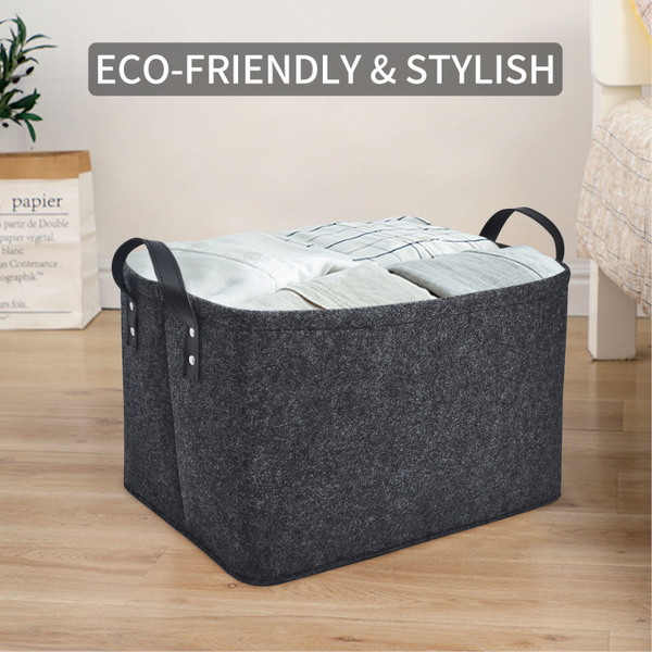 Foldable Felt Storage Bins Basket Containers With Handles Closet Bedroom Drawers Toys Organizers