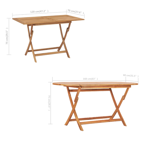 Folding Garden Table Solid Teak Wood