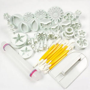 Muffin Pans & Baking Moulds Fondant Cake Decorating Plunger Cutters Tools 46Pcs White