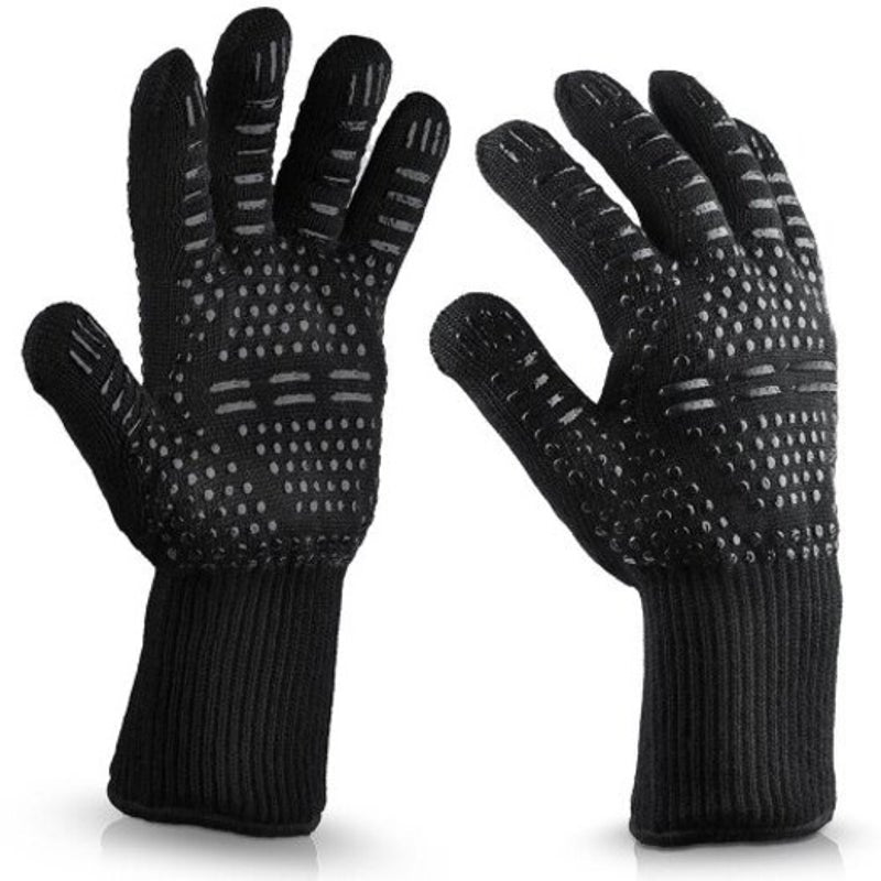 Oven Mitts & Potholders Food Grade Heat Resistant Silicone Kitchen Barbecue Oven Mitt Baking Glove Black