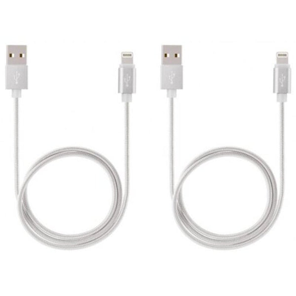For Iphone Charger2x 3.3Ft 2Pack Premiumto Usb Cable 8 Pin Nylon Braided Charging Silver White