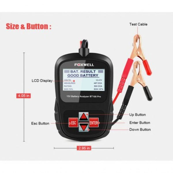 Bt100 Pro 12V Car Battery Tester For Lead Acid Flooded Agm Gel United Kingdom