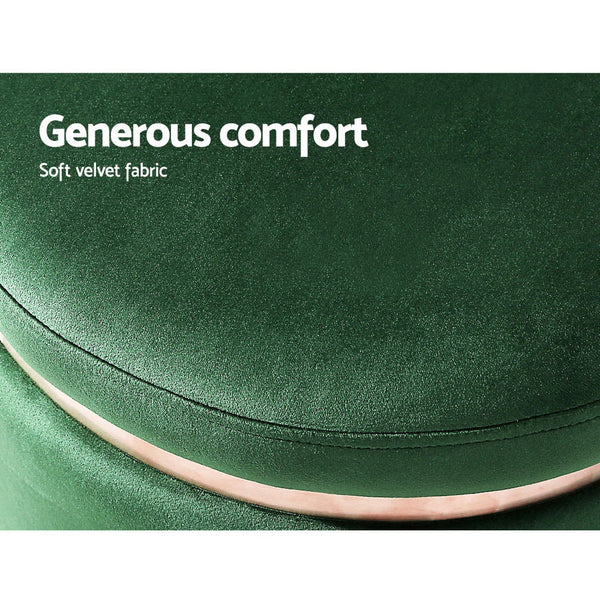 Artiss Ottoman Round Velvet Foot Stool Rest Pouffe Padded Seat Green