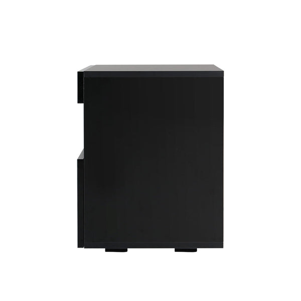 Bedside Tables Artiss Drawers Side Rgb Led High Gloss Nightstand Black