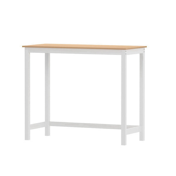 Bar Tables Artiss Bar Table Ari Dining Desk High Solid Wood Kitchen Shelf Wooden White Cafe