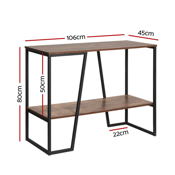 Hall Tables Artiss Console Table 106Cm 2 Tier Walnut Cora