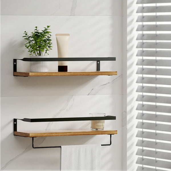 Artiss 2X Floating Wall Shelves Brackets Towel Rail Rack Diy Mount