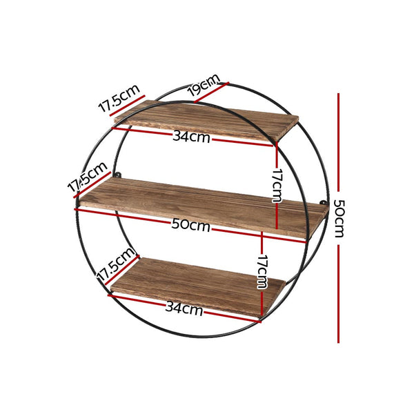 Wall Shelves Artiss Floating Brackets Round 3 Tiers Display Diy Mount Rack