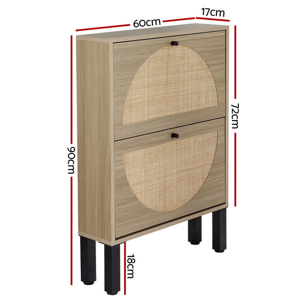 Shoe Cabinets Artiss Shoe Cabinet 2 Drawers Rattan 6 Pairs