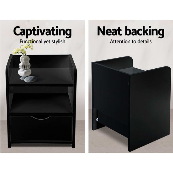 Bedside Tables Artiss Bedside Table Drawer Black