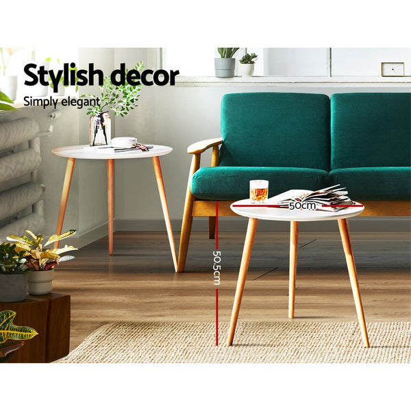 Coffee Tables Artiss Coffee Table Round Side End Tables Bedside Furniture Wooden Scandinavian