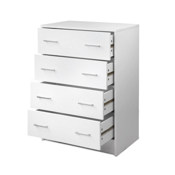 Dressers & Chests of Drawers Artiss Tallboy 4 Drawers Storage Cabinet White