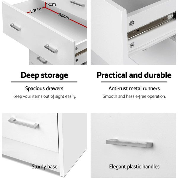 Dressers & Chests of Drawers Artiss Tallboy 4 Drawers Storage Cabinet White