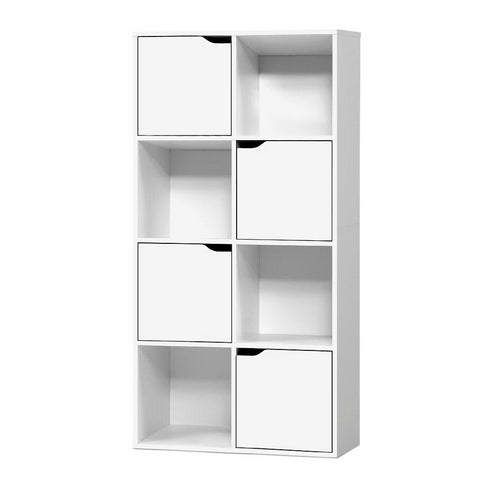 Artiss Display Shelf 8 Cube Storage 4 Door Cabinet Organiser Bookshelf Unit White