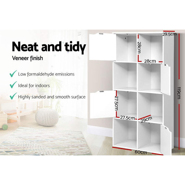 Storage Units Artiss Display Shelf 8 Cube Storage 4 Door Cabinet Organiser Bookshelf Unit White