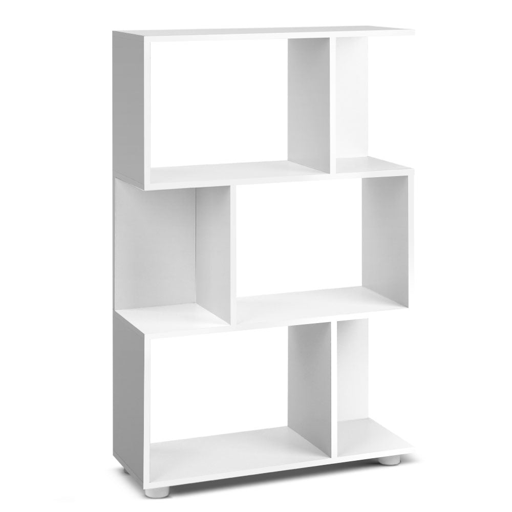 Bookshelves Artiss 3 Tier Zig Zag Bookshelf White