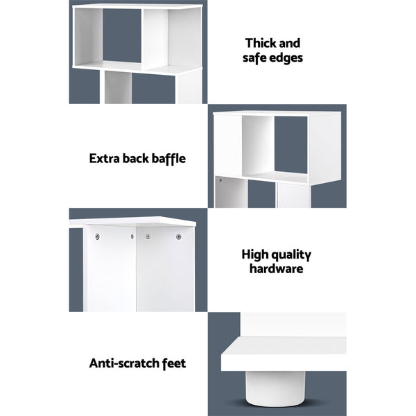 Bookshelves Artiss 3 Tier Zig Zag Bookshelf White