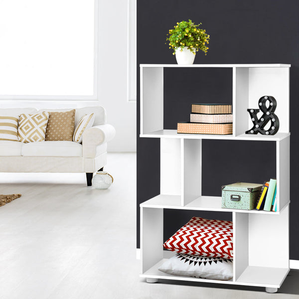 Bookshelves Artiss 3 Tier Zig Zag Bookshelf White