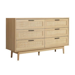 Dressers & Chests of Drawers Artiss 6 Chest Of Drawers Rattan Tallboy Cabinet Bedroom Clothes Storage Wood