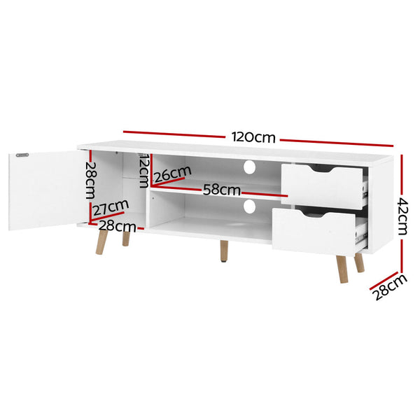 TV Stands & Entertainment Units Artiss Tv Cabinet Entertainment Unit Stand Wooden Scandinavian 120Cm White