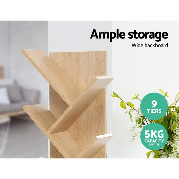 Bookshelves Artiss Display Shelf 9 Shelf Tree Bookshelf Storage Rack Bookcase Natural