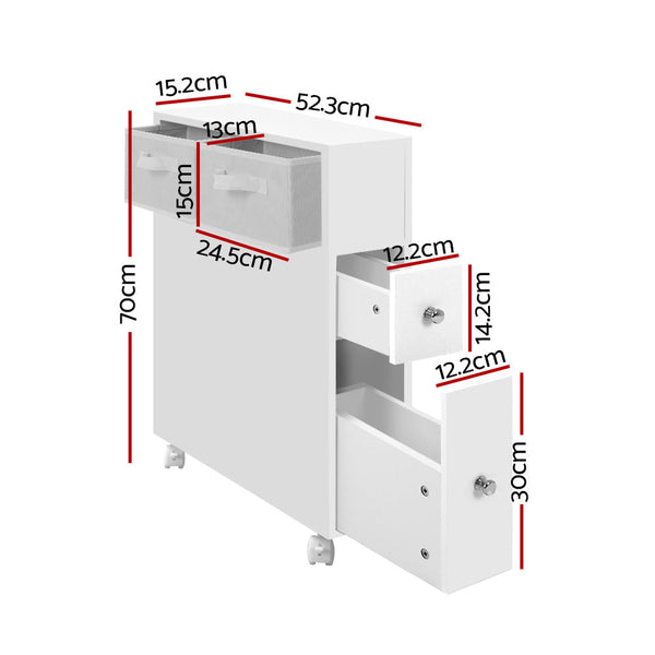 Bathroom Cabinets Artiss Bathroom Cabinet Toilet Storage Caddy Holder W/ Wheels