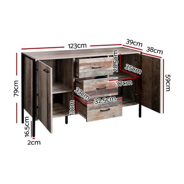 Sideboards & Buffets Artiss Buffet Sideboard Storage Cabinet Industrial Rustic Wooden