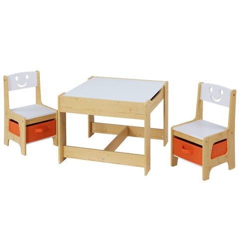 Kids Play Table & Chair Sets Keezi 3Pcs Kids Table And Chairs Set Activity Chalkboard Toys Storage Box Desk