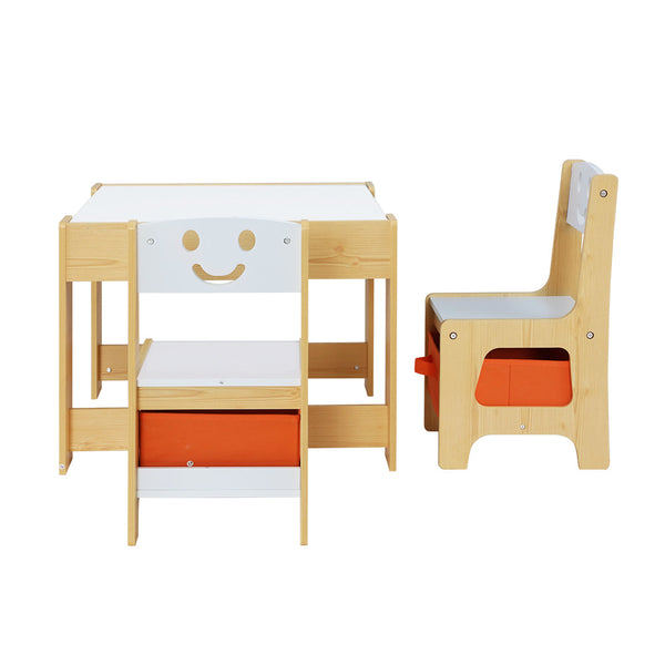 Kids Play Table & Chair Sets Keezi 3Pcs Kids Table And Chairs Set Activity Chalkboard Toys Storage Box Desk