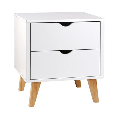 Bedside Tables Artiss 2 Drawer Wooden White