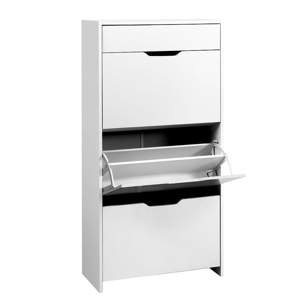 Shoe Cabinets Artiss Shoe Cabinet 3 Tier Shoes Storage Drawer High Gloss White Rack Shelf