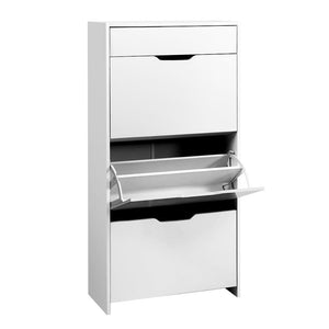 Shoe Cabinets Artiss Shoe Cabinet 3 Tier Shoes Storage Drawer High Gloss White Rack Shelf