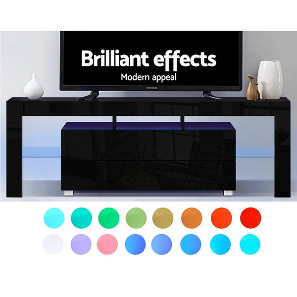 TV Stands & Entertainment Units Artiss Tv Cabinet Entertainment Unit Stand Rgb Led Gloss Furniture 160Cm Black