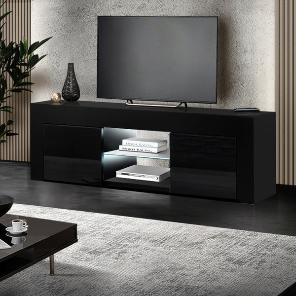 TV Stands & Entertainment Units Artiss 130Cm Rgb Led Tv Stand Cabinet Entertainment Unit Gloss Furniture Black