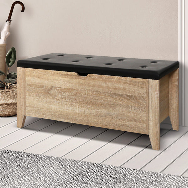 Ottomans, Footstools & Poufs Artiss Storage Ottoman Blanket Box Leather Bench Foot Stool Chest Toy Oak Couch