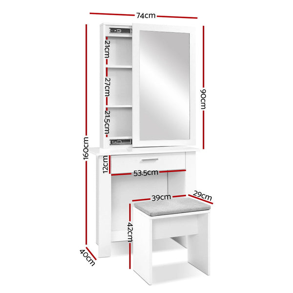 Dressing Tables Artiss Dressing Table Mirror Stool Jewellery Cabinet Makeup Storage Desk