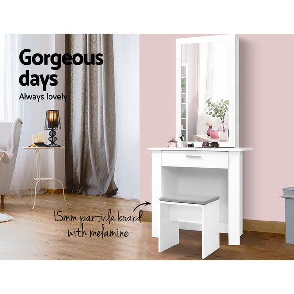 Dressing Tables Artiss Dressing Table Mirror Stool Jewellery Cabinet Makeup Storage Desk