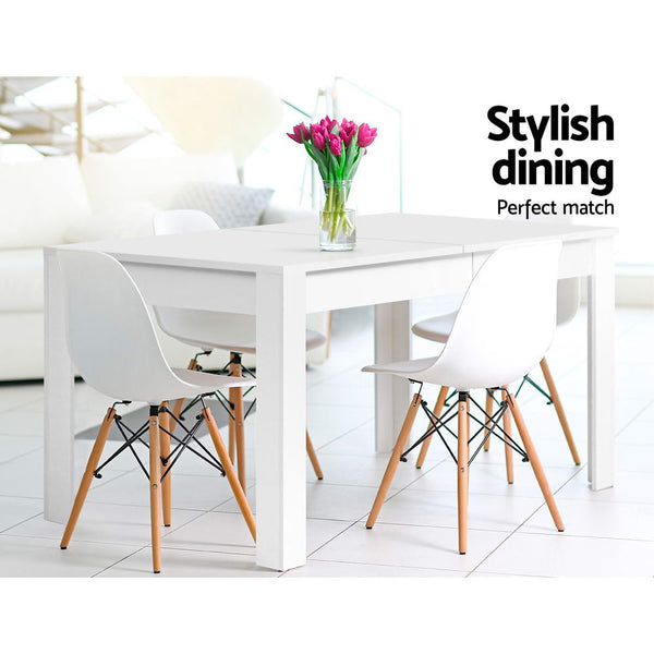 Dining Tables Artiss Dining Table 4 Seater Wooden Kitchen Tables White 120Cm Cafe Restaurant