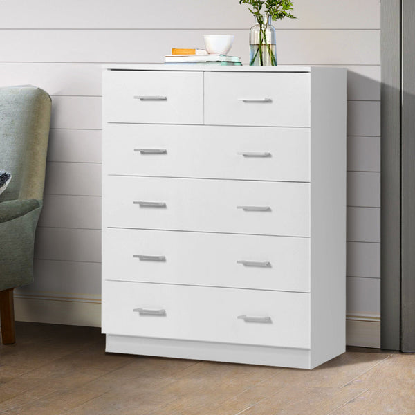 Dressers & Chests of Drawers Artiss Tallboy Dresser Table 6 Chest Of Drawers Cabinet Bedroom Storage White