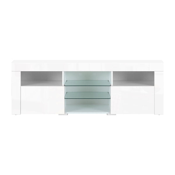 Artiss Tv Cabinet Entertainment Unit Stand Rgb Led Gloss Furniture 160Cm White