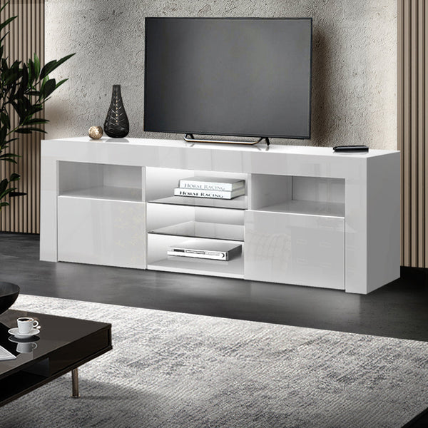 TV Stands & Entertainment Units Artiss Tv Cabinet Entertainment Unit Stand Rgb Led Gloss Furniture 160Cm White