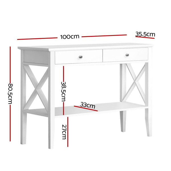 Hall Tables Artiss Console Table Hall Side Entry 2 Drawers Display White Desk Furniture