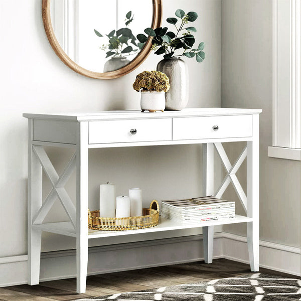 Hall Tables Artiss Console Table Hall Side Entry 2 Drawers Display White Desk Furniture