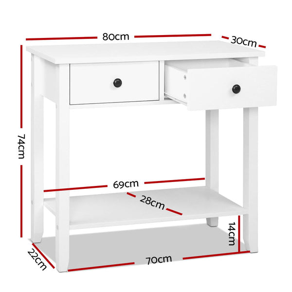 Hall Tables Hallway Console Table Side Entry 2 Drawers Display White Desk Furniture