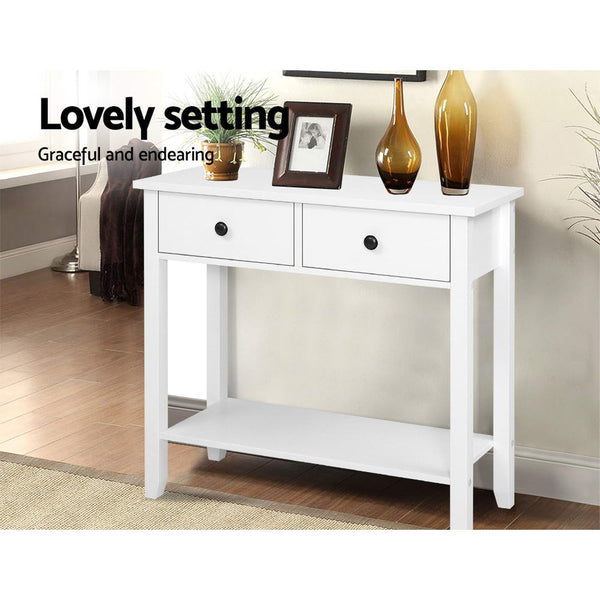 Hall Tables Hallway Console Table Side Entry 2 Drawers Display White Desk Furniture