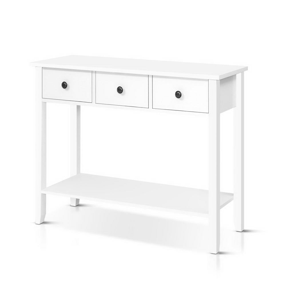 Hall Tables Hallway Console Table Side Entry 3 Drawers Display White Desk Furniture