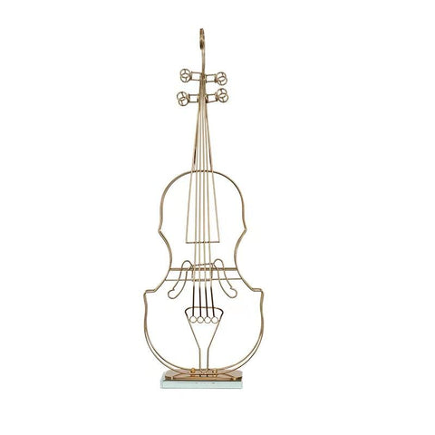 Sculptures & Figurines 64Cm Violin Sculpture Instrument Tabletop Home Decor Metal Ornaments Sculptures Figurines