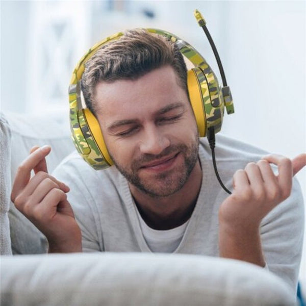 Headsets Gaming Headset Headphones With Mic Stereo Surround Noise Reduction Led Lights Volume Control Yellow