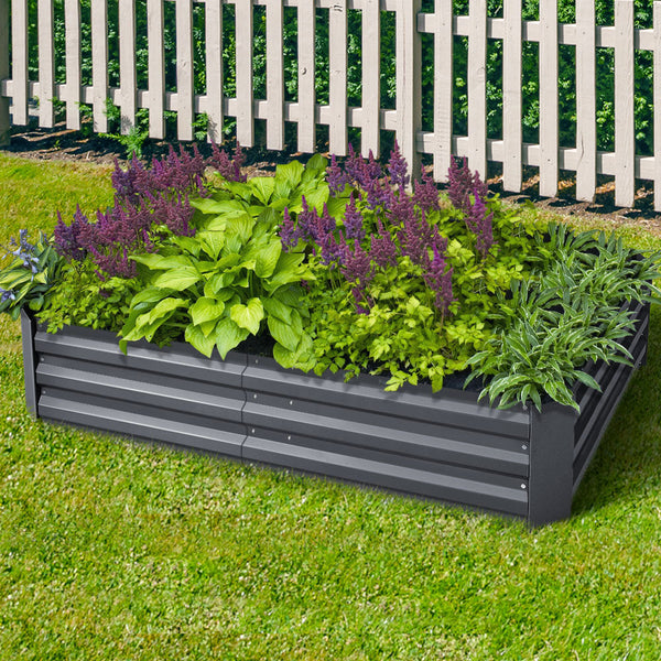 Raised Garden Beds Greenfingers Fingers 150 X 90Cm Galvanised Steel Garden Bed Aliminium Grey